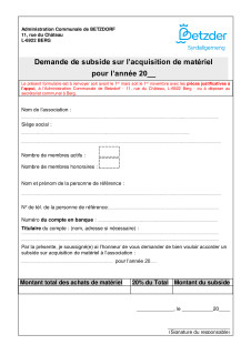 Formulaire Demande D un Subside Extraordinaire Pour Associations 